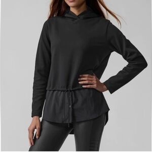 Athleta gallery hoodie top black drawstring sz XS